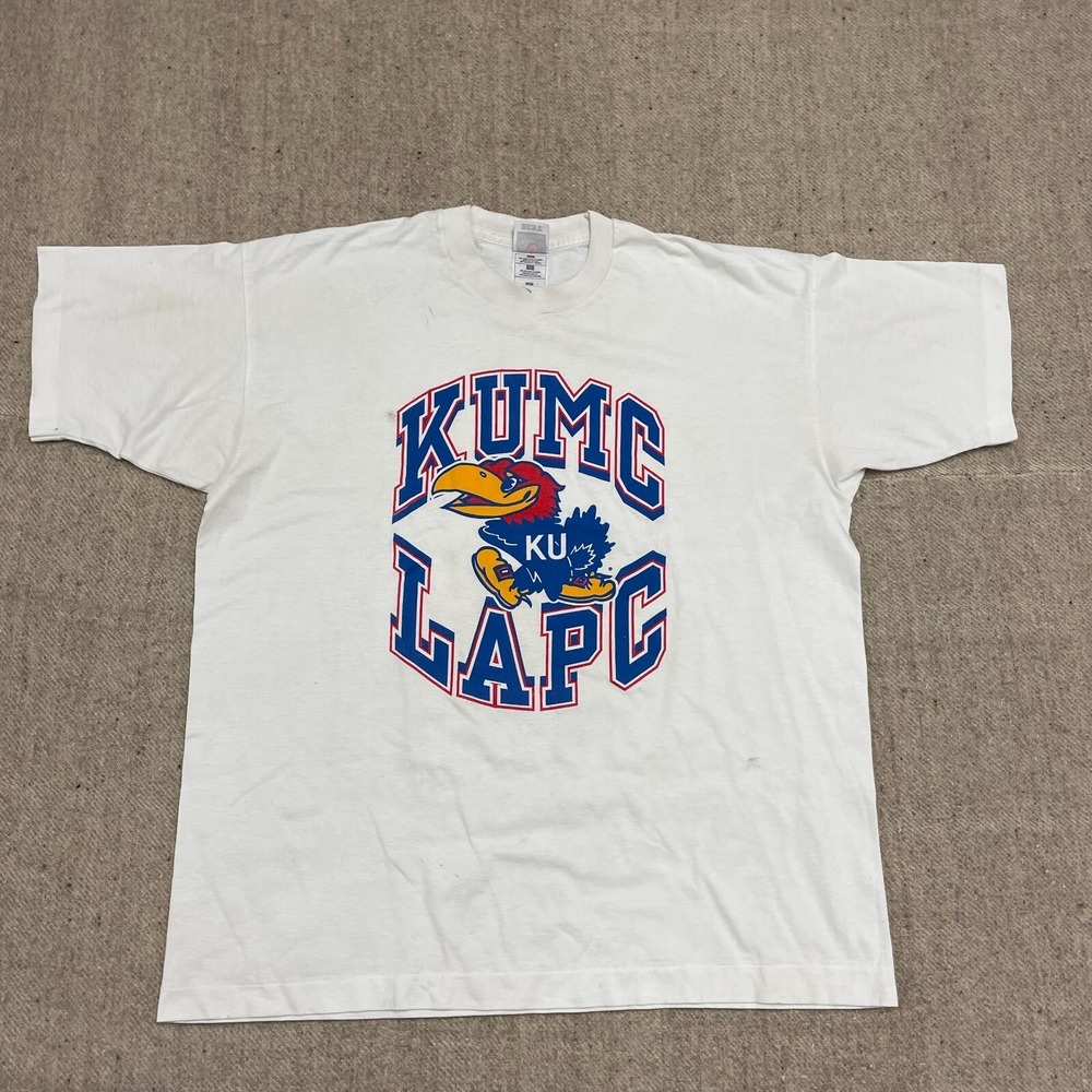 Vintage Jayhawks Graphic T-Shirt Men XL White 1990s Fruit of the Loom